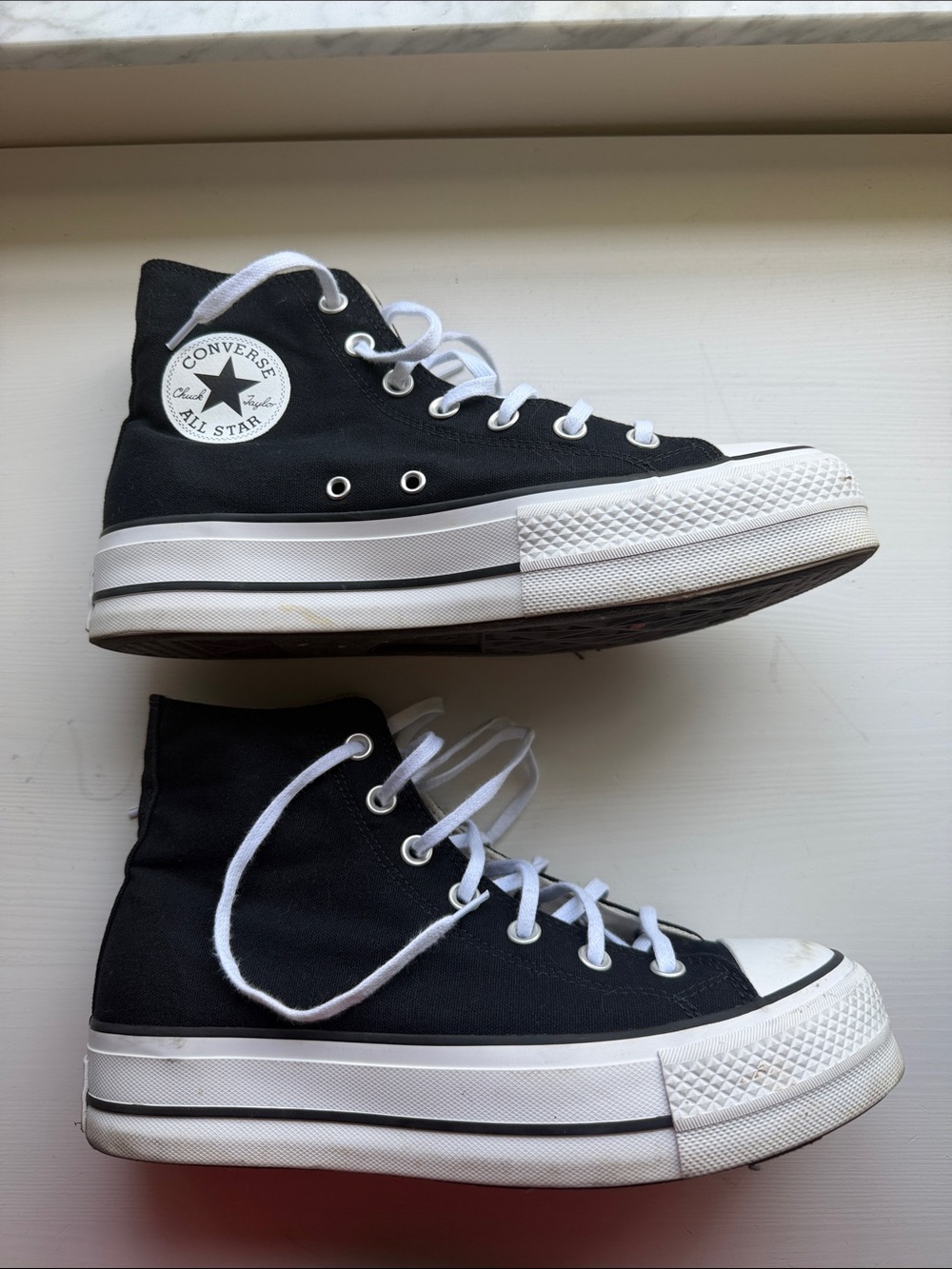 Converse Black High Top Platform Sneakers